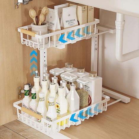 Organiseur de lavabo à 2 niveaux avec hauteur réglable (1/5)