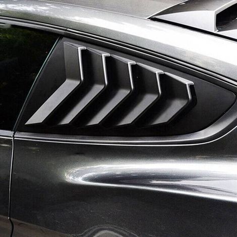 1 Paar Zierleisten für die hinteren Seitenfenster, passend für Ford Mustang Modelle der Baujahre 2015-2022 mit modifizierten Lüftungsschlitzen. (1/4)