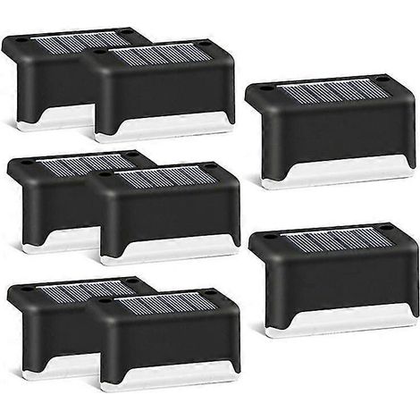 Lot de 8 lampes solaires LED étanches pour extérieur : applique murale, éclairage de jardin, marches, escaliers, terrasse, balcon, clôture. (1/5)
