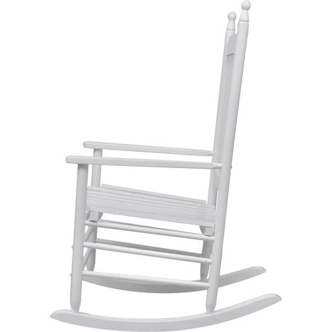Chaise de jardin Chaise à bascule avec siège incurvé Blanc Bois (1/5)
