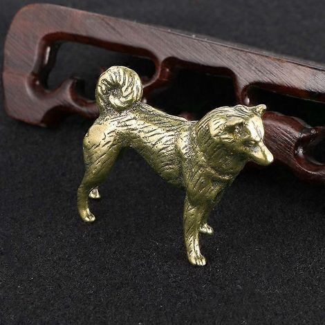 Figurine miniature de chiot mignon en laiton rétro, statue d'animal de compagnie, objet de collection, décoration de bureau, cadeau pour enfant ( ) (1/5)