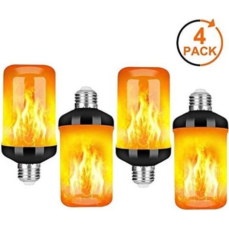 Confezione da 4 lampadine LED E27 da 5W effetto fiamma - 4 modalità di luce bianca tremolante