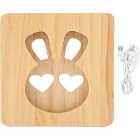 Filiyano – lampe de bureau décorative – Veilleuse 3D en bois en forme de lapin avec perles LED, lampe de bureau décorative creuse à économie d'énergie (1/5)