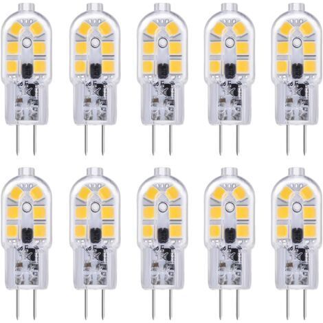 Ampoule LED G4 Lot de 10 ampoules LED G4 12 V 2 W blanc froid 6000 K, 12 LED, remplacement pour ampoule halogène G4 10 W-20 W, 200 lm, AC DC 12 V G4 Bi Pin Capsule LED pour hotte aspirante/lustre, non (1/5)