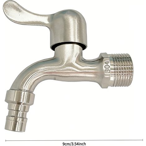 Robinet de jardin en acier inoxydable 304, adaptateur pour robinet mural d'extérieur, adapté aux jardins, balcons, balais à franges, éviers, etc. (poignée moulée de précision 7006) (1/5)