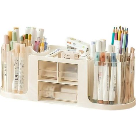 Scatola portaoggetti 36,5 x 12,6 x 13 cm, organizer da scrivania, portapenne, organizer girevole, portapenne portatile, portapenne creativo, girevole (1/5)