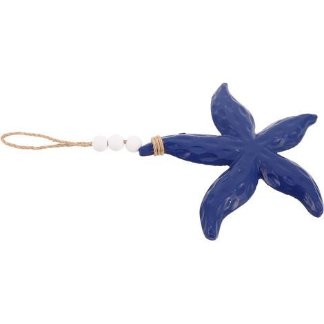 Décoration Murale Étoile de Mer en Bois 100% Naturel, Couleur Bleu Profond, Décoration Suspendue Rustique Bord de Mer pour Salon, Chambre et Salle de Bain, Décor Nautique (1/5)