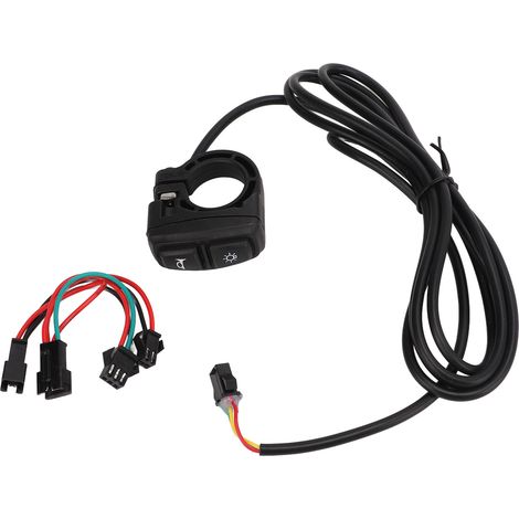 Interrupteur Corne et Phare 2 en 1 pour Scooter Électrique, Résistant à l'Usure avec Câble d'Adaptation Lumière - Compatible Moto et Vélo Électrique