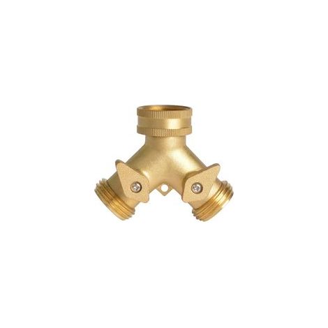 Arroseur Raccord de Tuyaux 2 Sorties, Distributeur Raccord d'arrosage Connecteur Prolongateur Adaptateur à Robinet Nez de Robinet y Sélecteur pour Jardin Serre Potager Pelouse (1/4)