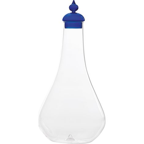 Zafferano Bottiglia Collezione Pirolo in vetro borosilicato soffiato a mano colore Blu, design raffinato ispirato agli scacchi, eleganza tavola (1/2)