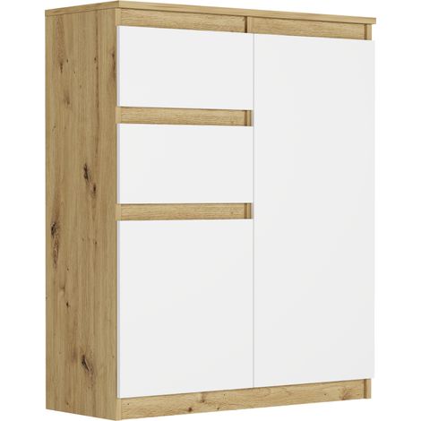 Kommode mit Schränken und Schubladen, Artisan Mix Weiß, 80 x 40 x 98 cm - Modern S-2