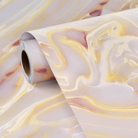 Marble Wallpaper Living Room Rose Gold Adhesive Paper for Worktop Kitchen Coating Adhesive Marble Liquid Wallpapers Pink Wall Adhesive Roll for Kitchen Furniture 30 cm x 5 m (1/5)