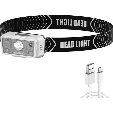 Phares à induction résistants aux intempériesLampe Frontale LED ,Pièces Super Lumineux Capteur De Mouvement Lampe, Rechargeable USB, Lampe Torche Étanche, Camping, Randonnée, Pêche, Travail (1/5)