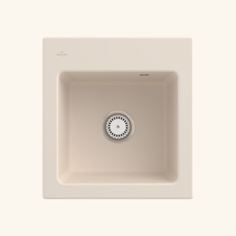Evier céramique beige ivoire Villeroy & Boch SUBWAY PURE 45 XS 1 bac 475x510 (1/4)