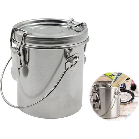 Portable Stainless Steel Oil Paint Brush Cleaner Bucket with Lid and Brushes Leakproof Handle Double Wall Filter Tank Cleaning (1/5)