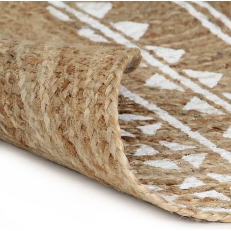 Maison Exclusive - Teppich Handgefertigt Jute Weißer Druck 90 cm