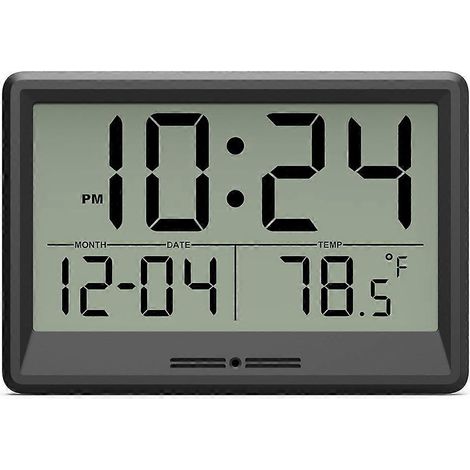 Horloge murale numérique, alimentée par piles, écran compact de 8 pouces, grand écran affichant la température et la date, compatible avec une utilisation à domicile et au bureau. (1/5)