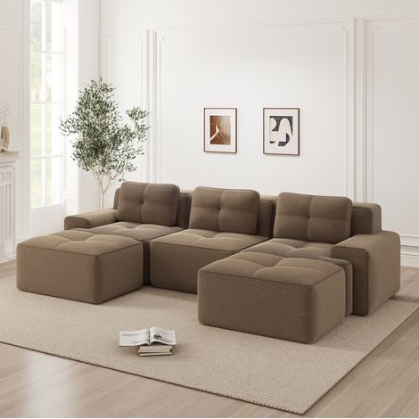 Modulares Sofa aus Cord mit 74 cm Tiefsitz braun OKMYHOME (1/5)