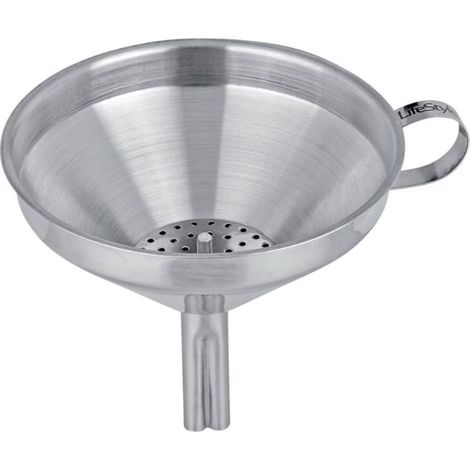 LIFESTYLE embudo con filtro inoxidable 12 cm 2509 , Embudo con filtro inoxidable 12 cm. 2509.
-Marca: Lifestyle.
-Modelo: 2509.
-Este embudo está fabricado en acero inoxidable 18/1