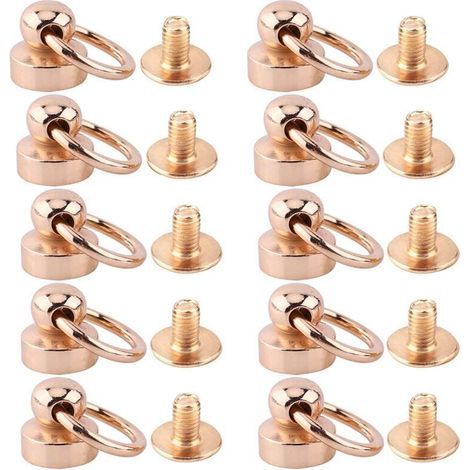 10 remaches redondos de latón con tuerca para accesorios de artículos de cuero. (1/5)