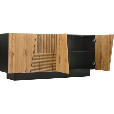 Buffet moderne 160 cm avec grand rangement, design géométrique et étagère réglable HOMVRA (1/5)