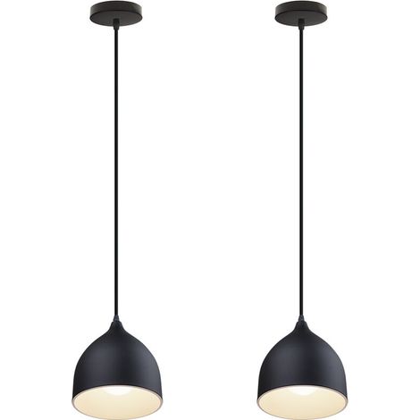 Moderne Lustre Suspension en Fer E27 Lampe Plafonnier Luminaire pour Hôtele Chamber Café Noir 2PCS (1/5)
