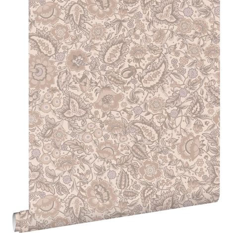 papier peint fleurs vintage rose et violet - ESTAhome (1/5)