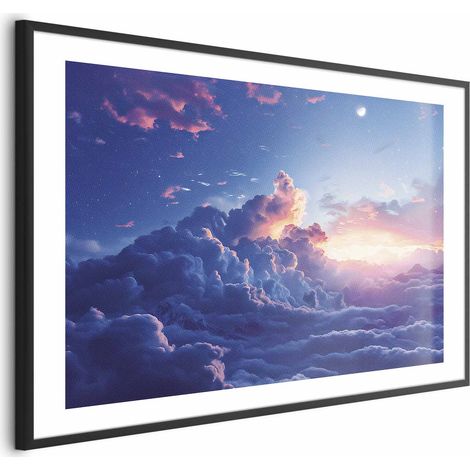 Plakat – Nachtkonzert in den Bergen: Wolken, erleuchtet von den letzten Sonnenstrahlen (1/4)