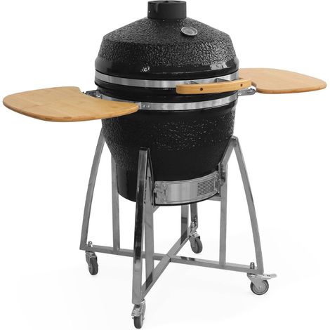 Barbecue charbon en céramique. Kamado Ø 57cm. avec chariot. garde au chaud. récupérateur de cendre et housse. tablettes rétractables (1/5)