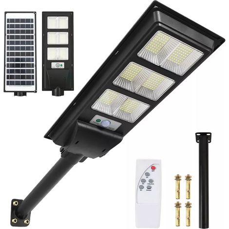 Lampe Solaire Extérieure 90W LED Étanche IP65 Détecteur Mouvement Panneau Polycristallin Télécommande Éclairage Large (1/5)