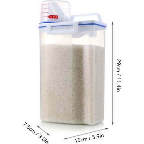 Boîte à riz portable et compacte d'une capacité de 2 kg, en plastique PP de qualité alimentaire, hermétique et transparente. (1/5)