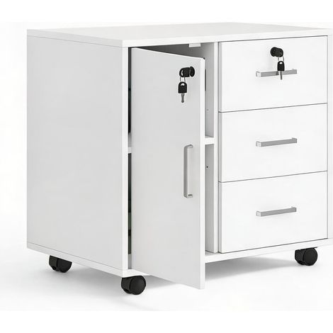 Meuble de rangement de bureau blanco 60 x 40 x 56 cm (1/5)