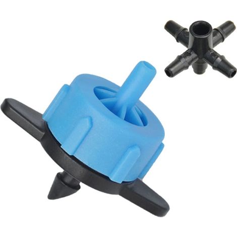 Ensemble de 50 régulateurs de débit d'eau pour système d'irrigation goutte à goutte de 8 L avec connecteur en croix à 4 voies pour irrigation par goutteur (1/5)