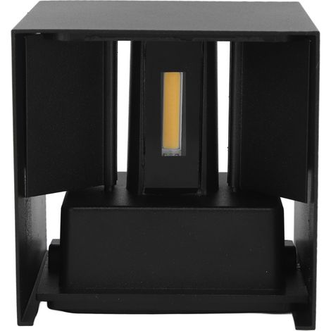 Applique murale extérieure LED, éclairage haut et bas, 12 W, 3500 K, forme cubique/carrée, lumière chaude, orientable, pour maison ou terrasse, noir. (1/5)