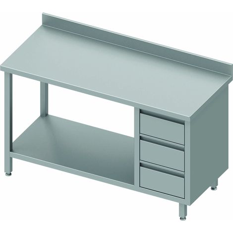 Table Inox Avec 3 Tiroirs & Etagère à Gauche - Gamme 700 - Stalgast