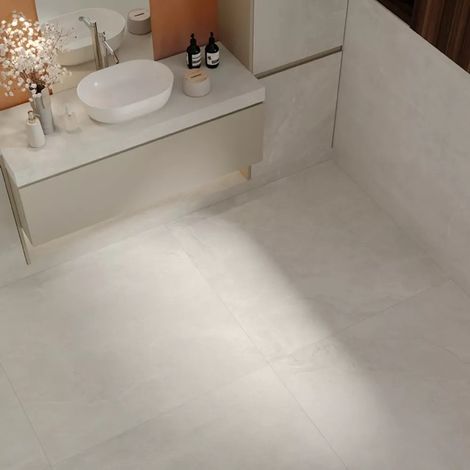 Carrelage Intérieur Effet Pierre AZUMA ROCK 60x60 cm Blanc W (1/3)