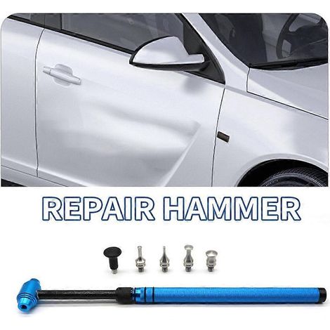 Kit de débosselage automobile, outil de débosselage sans peinture en 6 pièces, marteau télescopique en alliage d'aluminium avec 5 pièces de rechange