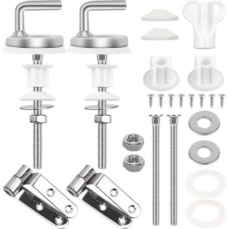 Pack of 2 Universal Toilet Seat Fixing Hinge Toilet Seat Fixings Fasteners Toilet Seat Hinge Toilet Seat Hinge in Stainless Steel for Wood Resin Toilet Seats (1/5)