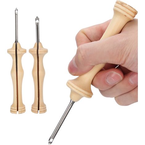Kit da ricamo con ago da punzone in 2 pezzi – Strumento per maglieria a mano con manico in legno (1/5)