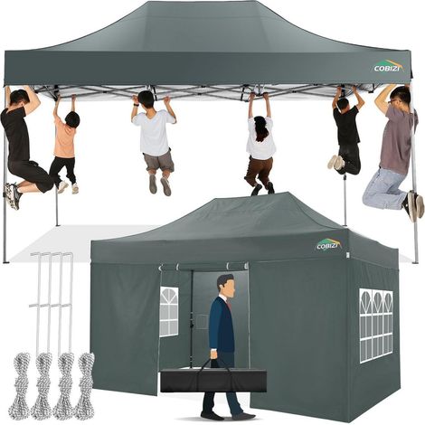 Faltpavillon 3x4,5m Grau, wasserdicht, stabil, mit 4 Seitenwänden (1/5)