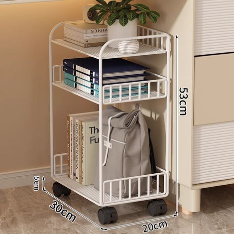 Porte-cartables mobile, panier de rangement sous table, rangement pour la maison, rangement de bureau, rangement pour objets divers, chariot à roulettes, étagère de rangement 30 x 20 x 53 cm (1/4)