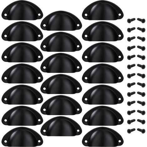 Poignée de Tiroir Bouton Porte Coquille Poignée en Forme de Coquille Décoration Porte Meuble Tiroir Armoire Placard avec Vis 20 Pièces Noir (1/5)