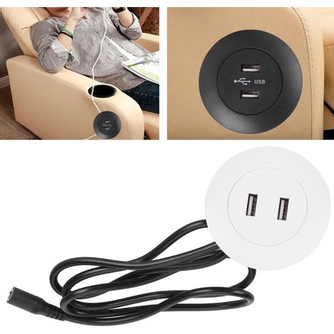 Chargeur de téléphone avec double prise USB 2.0 pour fauteuil inclinable électrique et canapé - Pièces détachées pour meubles - Blanc - Prise UE 100-240 V (1/5)