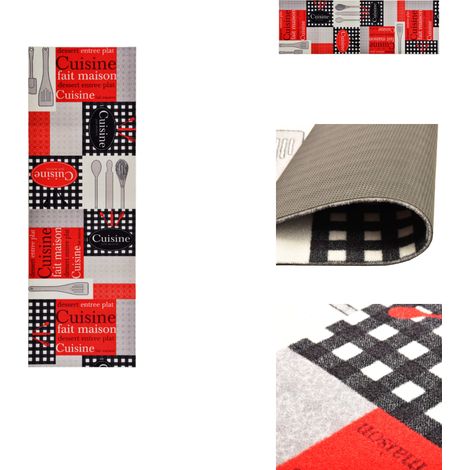 Küchenbodenmatte Waschbar Cuisine 45x150 cm - Bodenmatte - Küchenmatte - Samtmatte - Türmatte - Wohnraumteppich (1/5)
