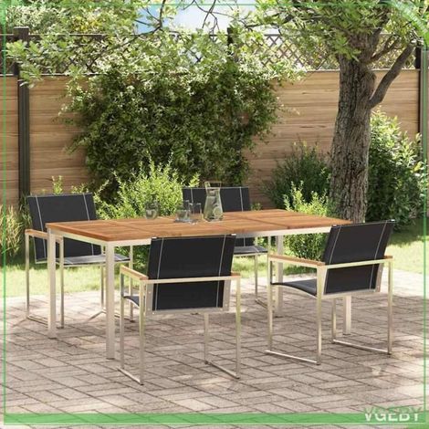 Ensemble de repas - 7291712451195 - Teck massif - Cadre acier anti-corrosion - 2 places (1/5)