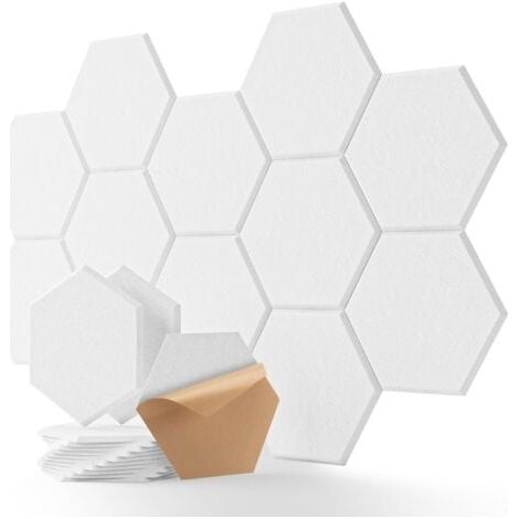12er-Pack selbstklebende, sechseckige Akustikplatten, 30 x 25 x 1 cm, hochdichter Akustikschaumstoff für Studios