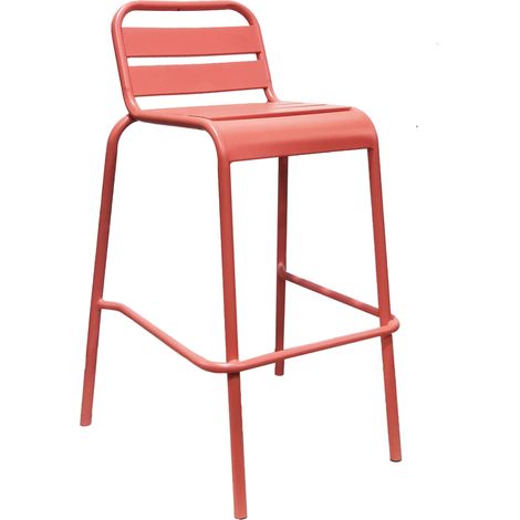 Sgabello da Giardino Impilabile in Acciaio cm 50x51x95 - STU - Colore: Rosso Corallo (1/4)