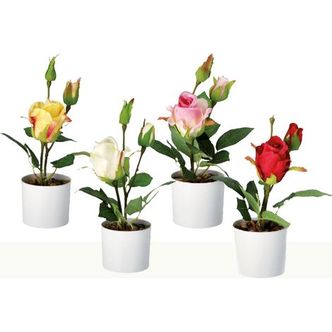 1 Pezzo Vaso con Pianta Decorativo Casa Rose 28 cm 4 Colori (1/2)