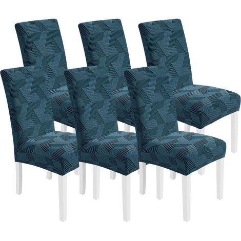 Stretch Stuhlhussen 6er Set, elastisch, pfauenblau, für Esszimmerstühle (1/5)