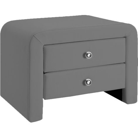 MEUBLER DESIGN Table Chevet Design Eva - Gris, Polyuréthane, Rectangulaire, Style Contemporain, 50 x 38 x 37 cm